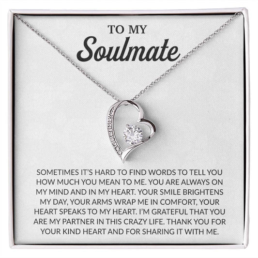 To My Soulmate Necklace, Anniversary Gift for Her, Gifts for Wife, Gifts for Girlfriend_White