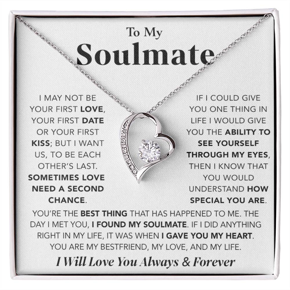 To My Soulmate Necklace Gift For Wife Girlfriend Birthday Anniversary Christmas_White