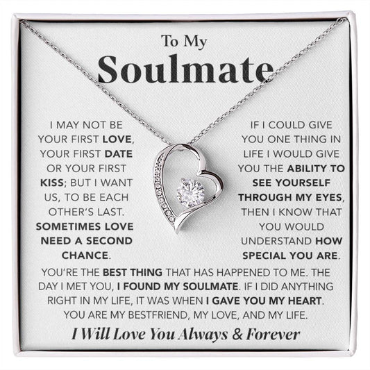 To My Soulmate Necklace Gift For Wife Girlfriend Birthday Anniversary Christmas_White