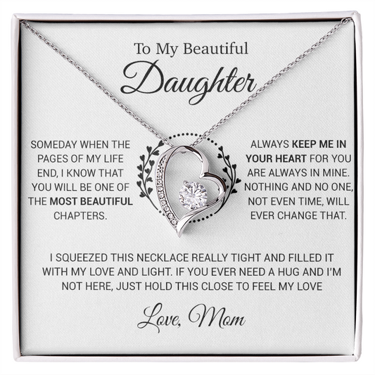 To My Daughter Necklace, Gift for Daughter from Mom, Daughter Mother Necklace 15_12_White