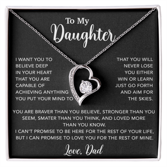 To My Daughter Necklace, Gift for Daughter from Dad, Father Daughter Necklace 18_5_Black
