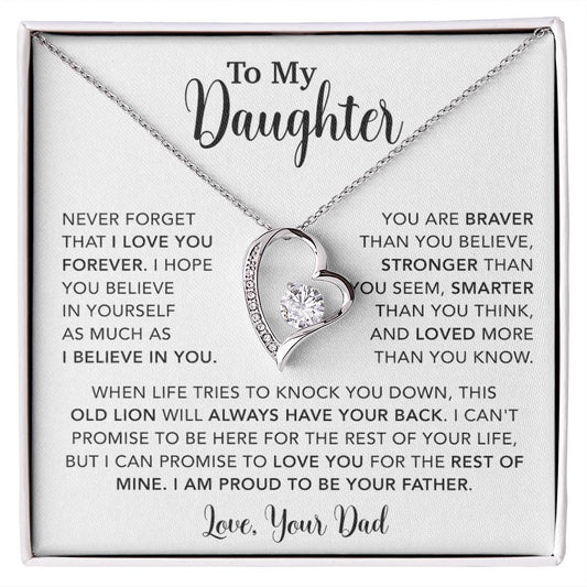 To My Daughter Necklace Gift for Daughter from Dad,Daughter Father Necklace 15_4_White