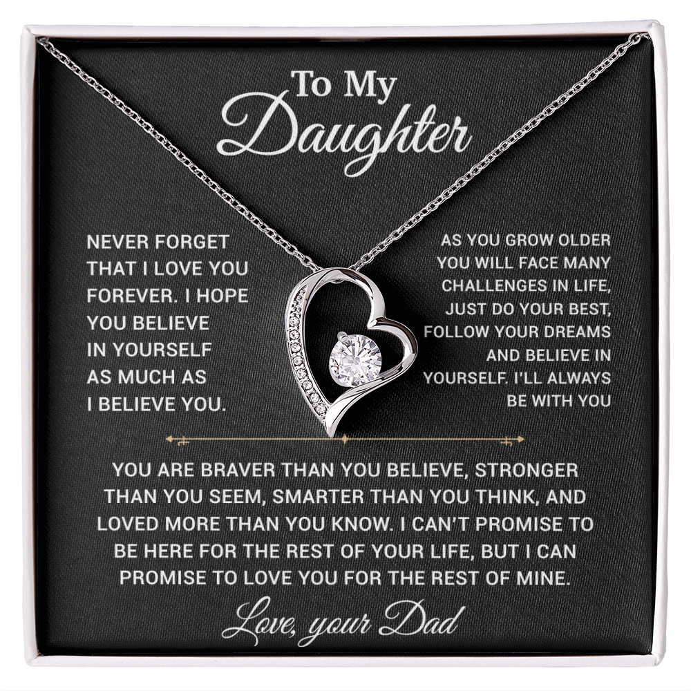 To My Daughter Necklace, Gift for Daughter from Dad, Father Daughter Necklace 15_2_Black