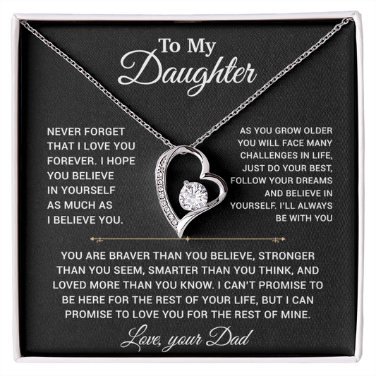 To My Daughter Necklace, Gift for Daughter from Dad, Father Daughter Necklace 15_2_Black