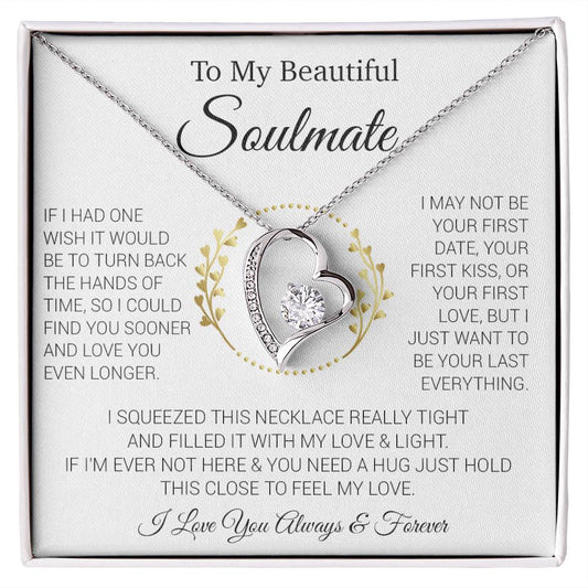 To My Soulmate Necklace, Gift For Soulmate, Anniversary Gift, Christmas Gift_White