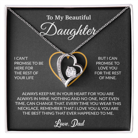 To My Daughter Necklace, Gift for Daughter from Dad, Father Daughter Necklace 6_6_Black