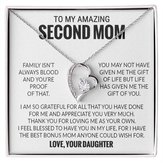 To My Amazing Second Mom, Second Mom Gift Necklace, Bonus Mom Gift