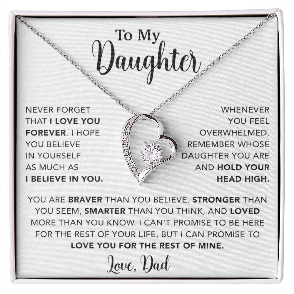 To My Daughter Necklace, Gift for Daughter from Dad, Father Daughter Necklace  9_4_White