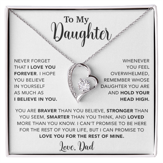 To My Daughter Necklace, Gift for Daughter from Dad, Father Daughter Necklace  9_4_White