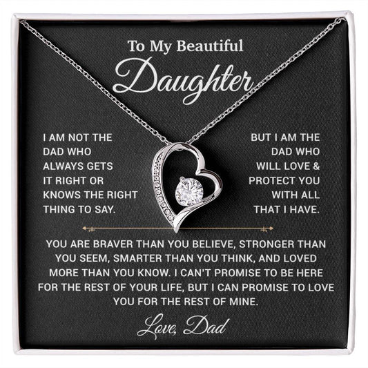 To My Daughter Necklace, Gift for Daughter from Dad, Father Daughter Necklace 19_11_Black