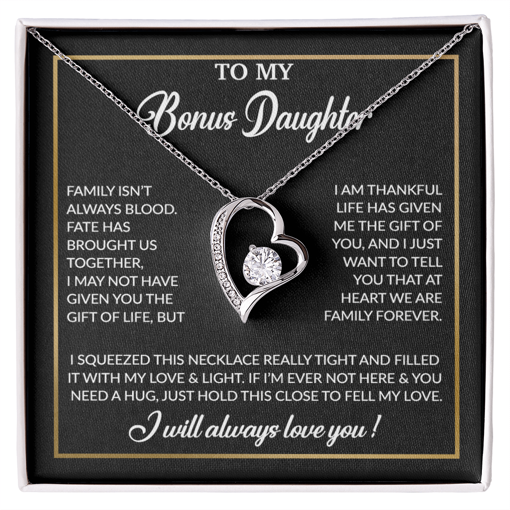 To My Bonus Daughter Necklace, Gift for Bonus Daughter, Step Daughter Birthday 3_12_Black