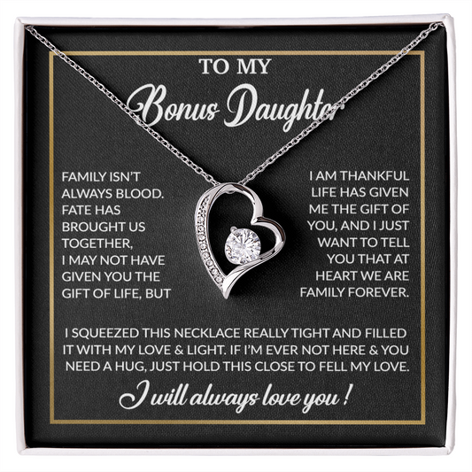 To My Bonus Daughter Necklace, Gift for Bonus Daughter, Step Daughter Birthday 3_12_Black