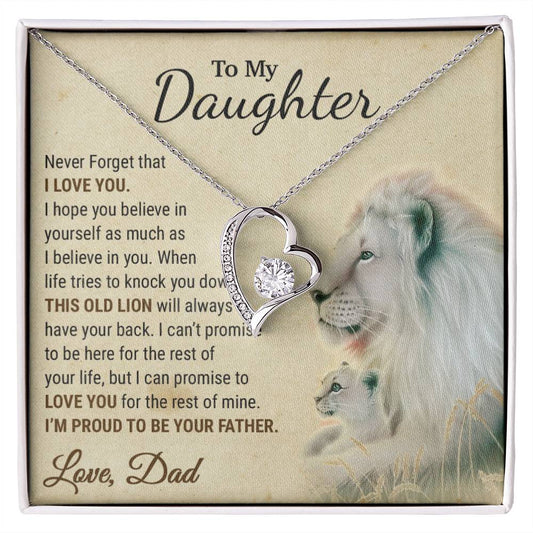 To My Daughter Necklace, Xmas Gift For Daughter From Dad, Daughter Father Lion
