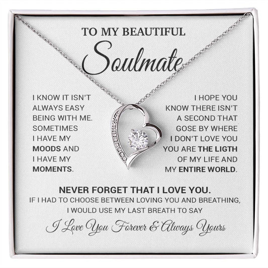 To My Soulmate Necklace, Valentines Day Gift, Gift For Wife, Anniversary Gift