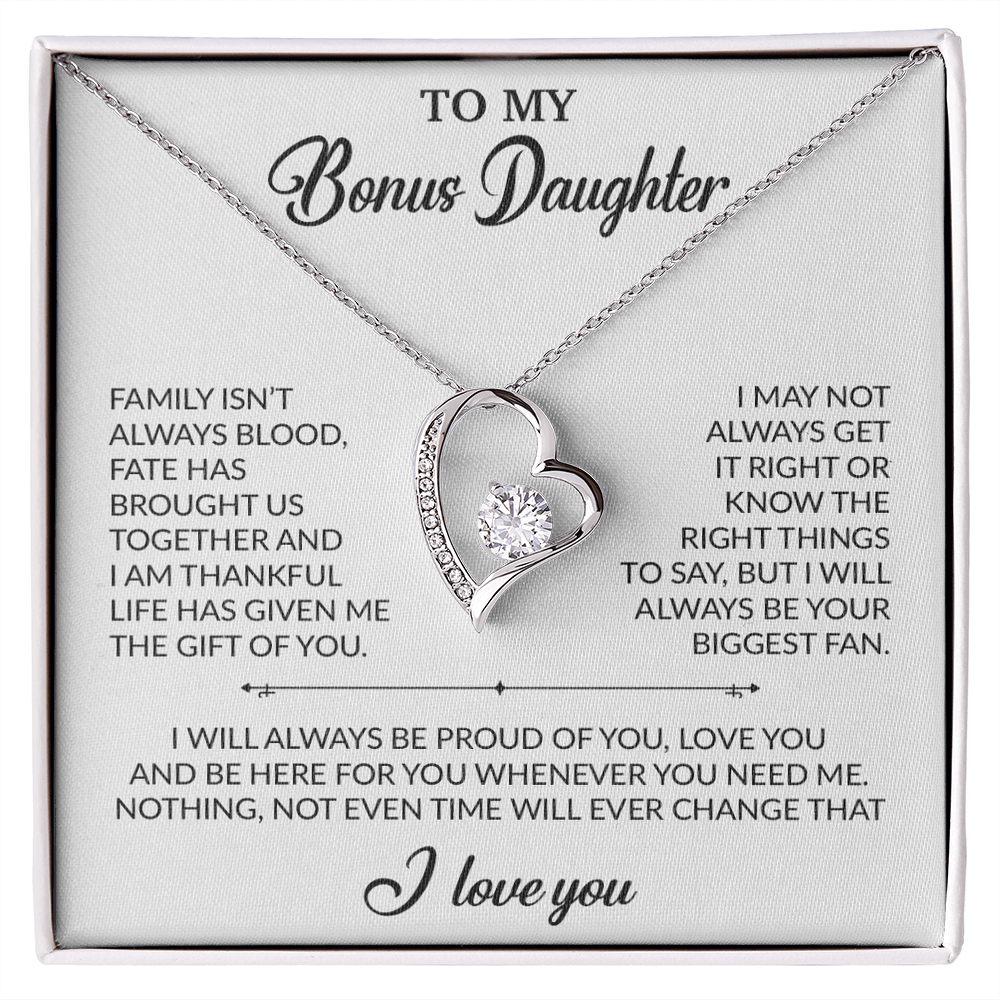 To My Bonus Daughter Necklace, Gift for Bonus Daughter, Step Daughter Birthday 20_2_White