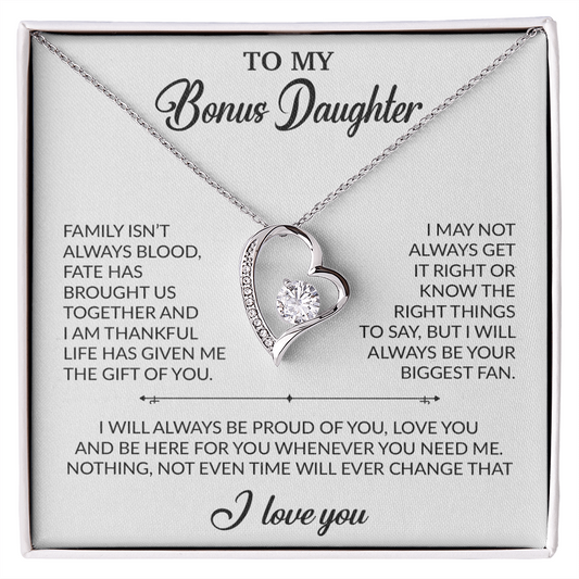 To My Bonus Daughter Necklace, Gift for Bonus Daughter, Step Daughter Birthday 20_2_White