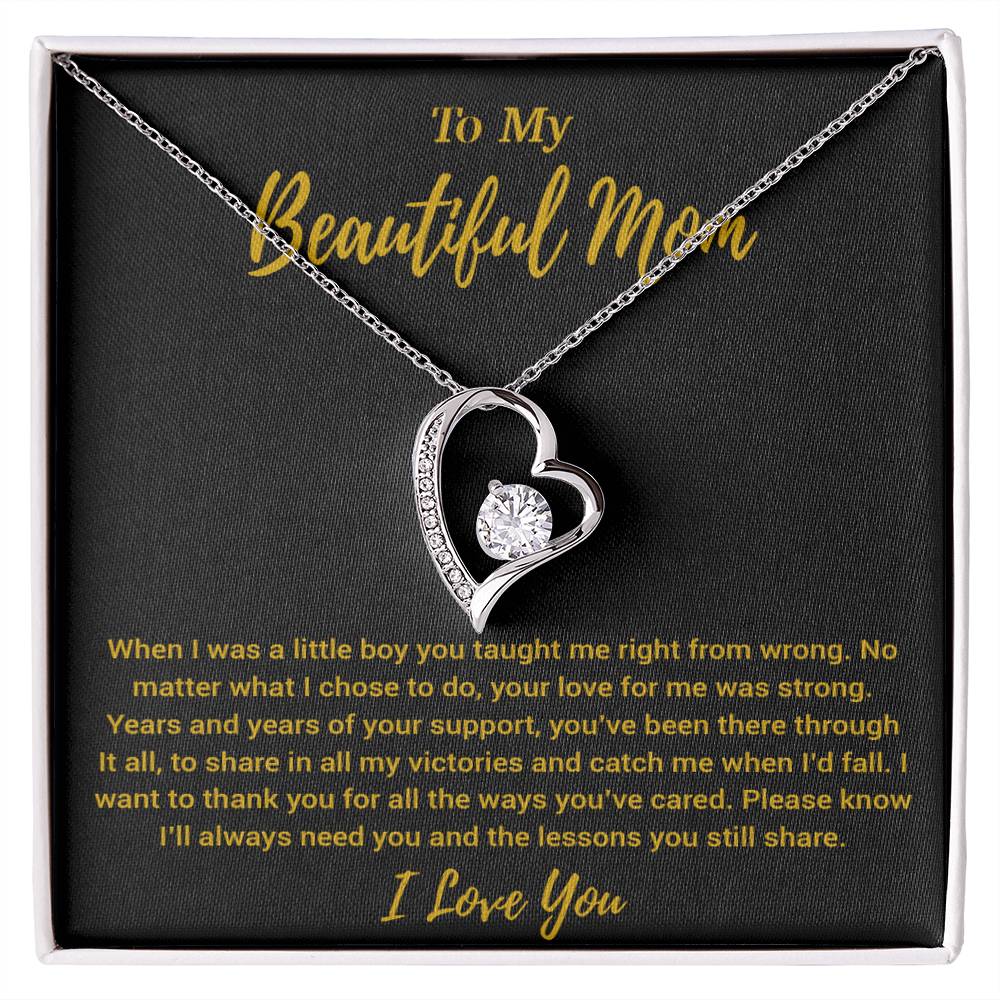 To My Beautiful Mom Necklace Mom Birthday Gift Mother's Day Gift Necklace For Mom From Son_Gold