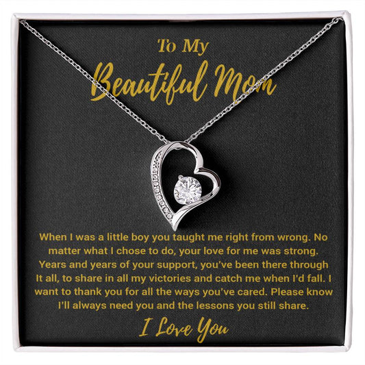 To My Beautiful Mom Necklace Mom Birthday Gift Mother's Day Gift Necklace For Mom From Son_Gold