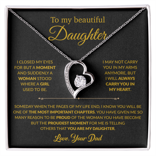 To My Daughter Necklace, Gift For Daughter From Dad, Daughter Father Necklace 9_1_Gold