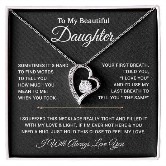 To My Daughter Necklace, Gift for Daughter from Dad, Father Daughter Necklace 22_11_Black