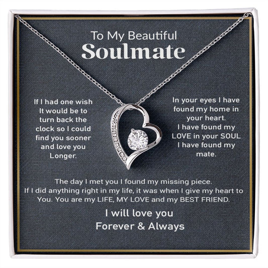 To My Soulmate Necklace, Gift For Her, Gift For Soulmate, Birthday Gift