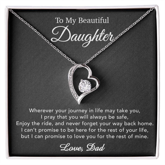 To My Daughter Necklace, Gift for Daughter from Dad, Father Daughter Necklace 21_5_Black