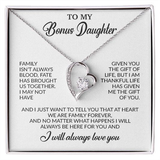 To My Bonus Daughter Necklace, Gift for Bonus Daughter, Step Daughter Birthday 26_11_White