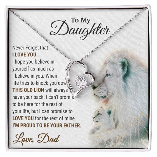 To My Daughter Necklace, Xmas Gift For Daughter From Dad, Daughter Father Lion