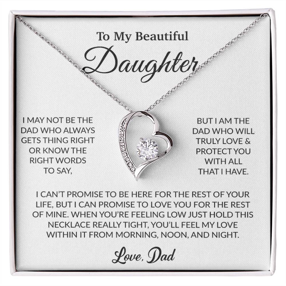 To My Daughter Necklace, Gift for Daughter from Dad, Father Daughter Necklace 16_6_White
