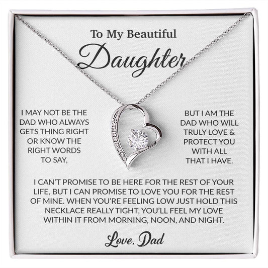 To My Daughter Necklace, Gift for Daughter from Dad, Father Daughter Necklace 16_6_White