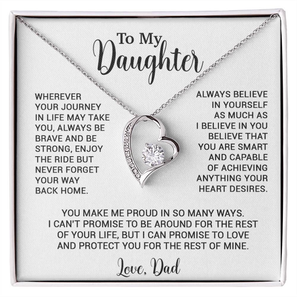 To My Daughter Necklace, Gift for Daughter from Dad, Father Daughter Necklace 3_6_White