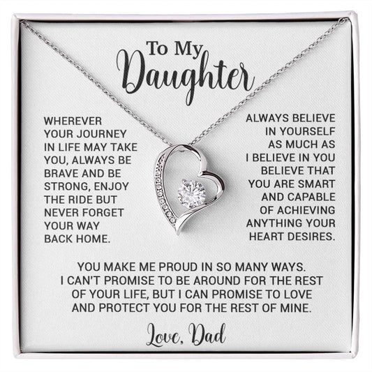 To My Daughter Necklace, Gift for Daughter from Dad, Father Daughter Necklace 3_6_White