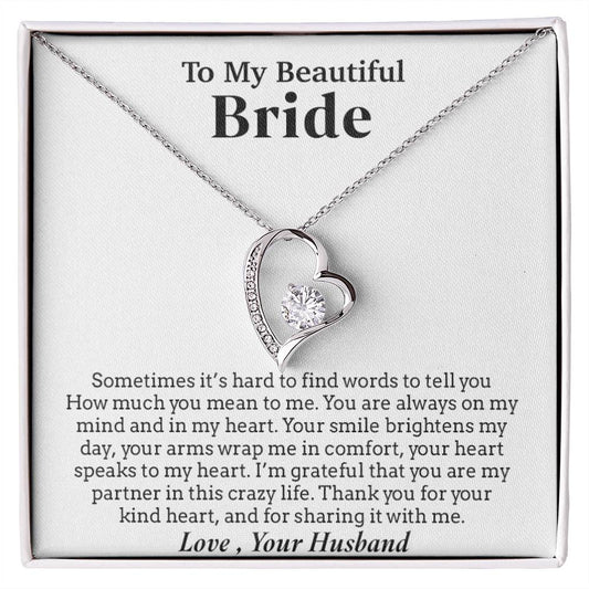 To My Beautiful Bride Necklace,Bride Wedding Necklace, Gift For Bride, Wedding Gift