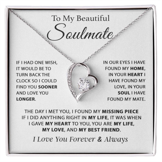 To My Soulmate Necklace, Gift For Girlfriend Wife, Birthday Gifts Christmas Gifts 11_11_White