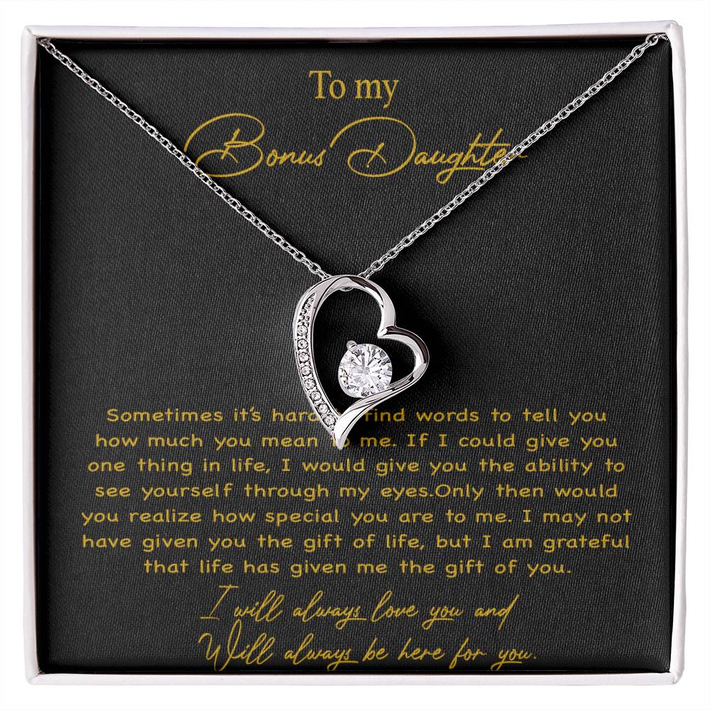 To my Bonus Daughter Necklace, Bonus Daughter, Step Daughter Gift 4-4_Gold