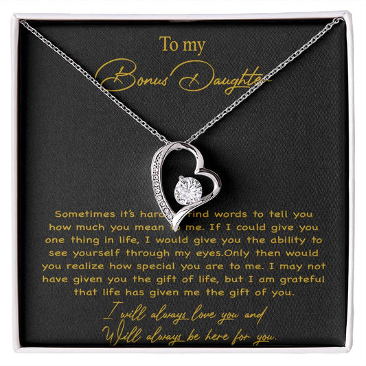 To my Bonus Daughter Necklace, Bonus Daughter, Step Daughter Gift 4-4_Gold