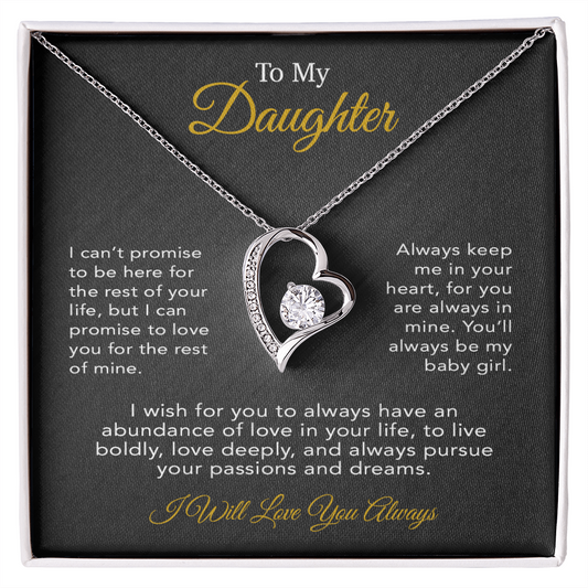 To My Daughter Necklace, Gift for Daughter from Dad, Father Daughter Necklace 19_6_Black
