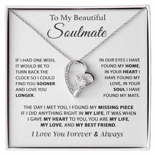 To My Soulmate Necklace, Gift For Girlfriend Wife, Birthday Gifts Christmas Gifts 11_11_White