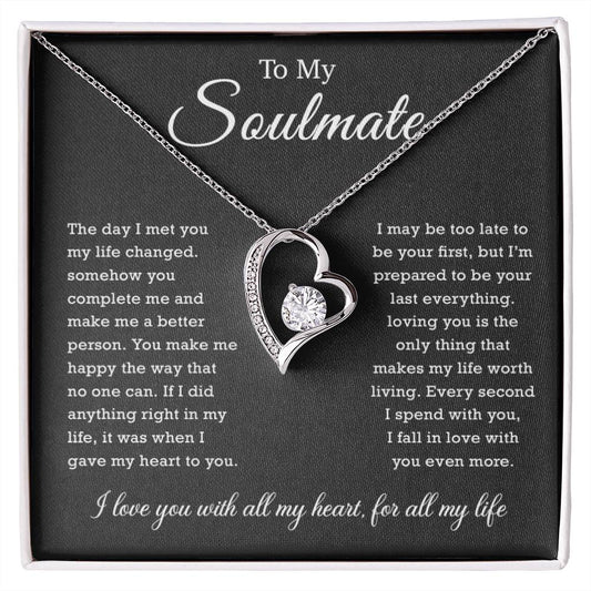 To My Soulmate Necklace, Gift For Wife, Girlfriend, Fiancee, Anniversary Gift, Birthday Gift