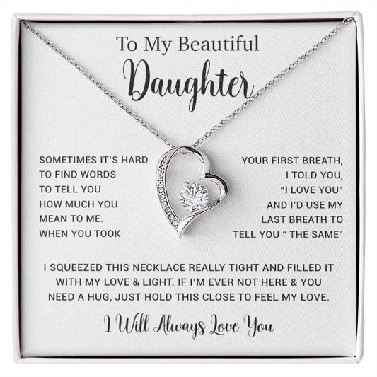 To My Daughter Necklace, Gift for Daughter from Dad, Father Daughter Necklace  11_5_White