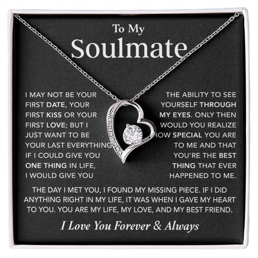 To My Soulmate Necklace, Anniversary Gift for Her, Birthday Christmas Gift for Girlfriend_Black
