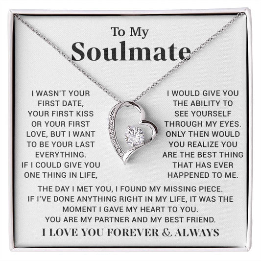 To My Soulmate Necklace, Gift for Wife Girlfriend Fiancée, Anniversary Necklace