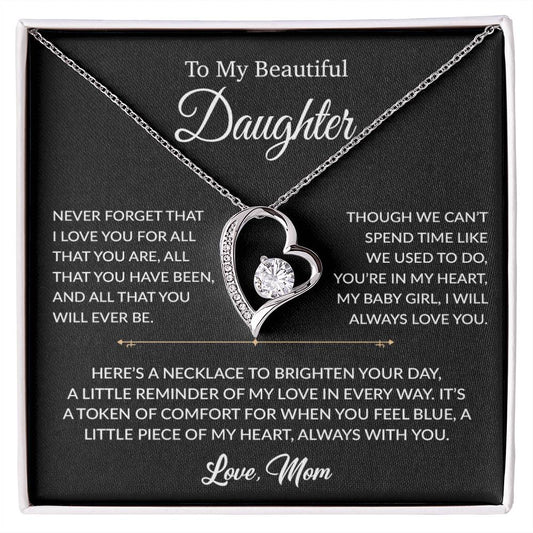 To My Daughter Necklace, Gift for Daughter from mom, Daughter mother Necklace 27_6_Black
