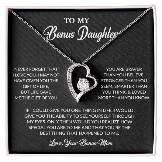 To My Bonus Daughter Necklace, Gift for Bonus Daughter, Step Daughter Birthday 5_6_Black
