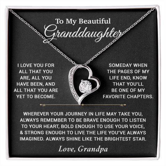To My Granddaughter Necklace, Birthday Gift For Granddaughter, Birthday Gifts 12_6_Black