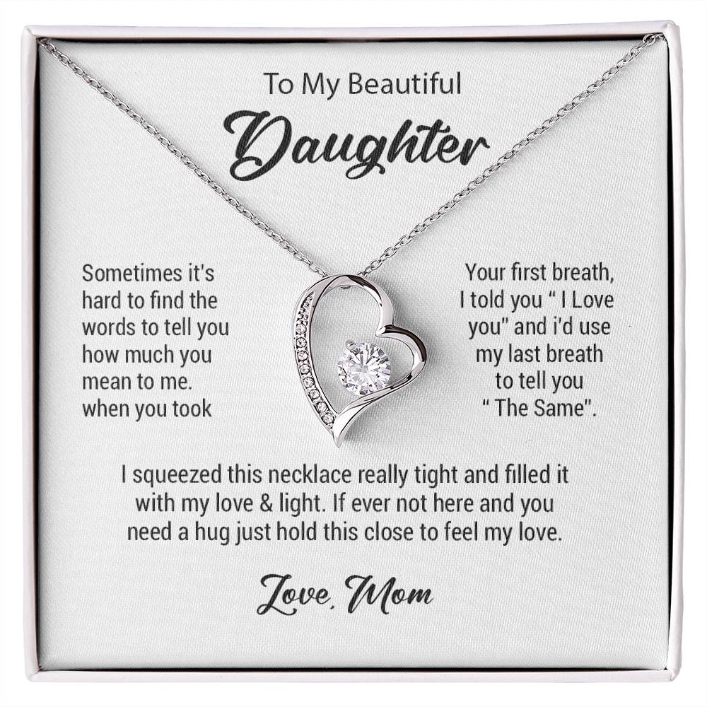 To My Daughter Necklace, Daughter Gift From Mom, Birthday Gift for Daughter_White