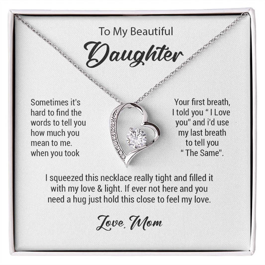 To My Daughter Necklace, Daughter Gift From Mom, Birthday Gift for Daughter_White