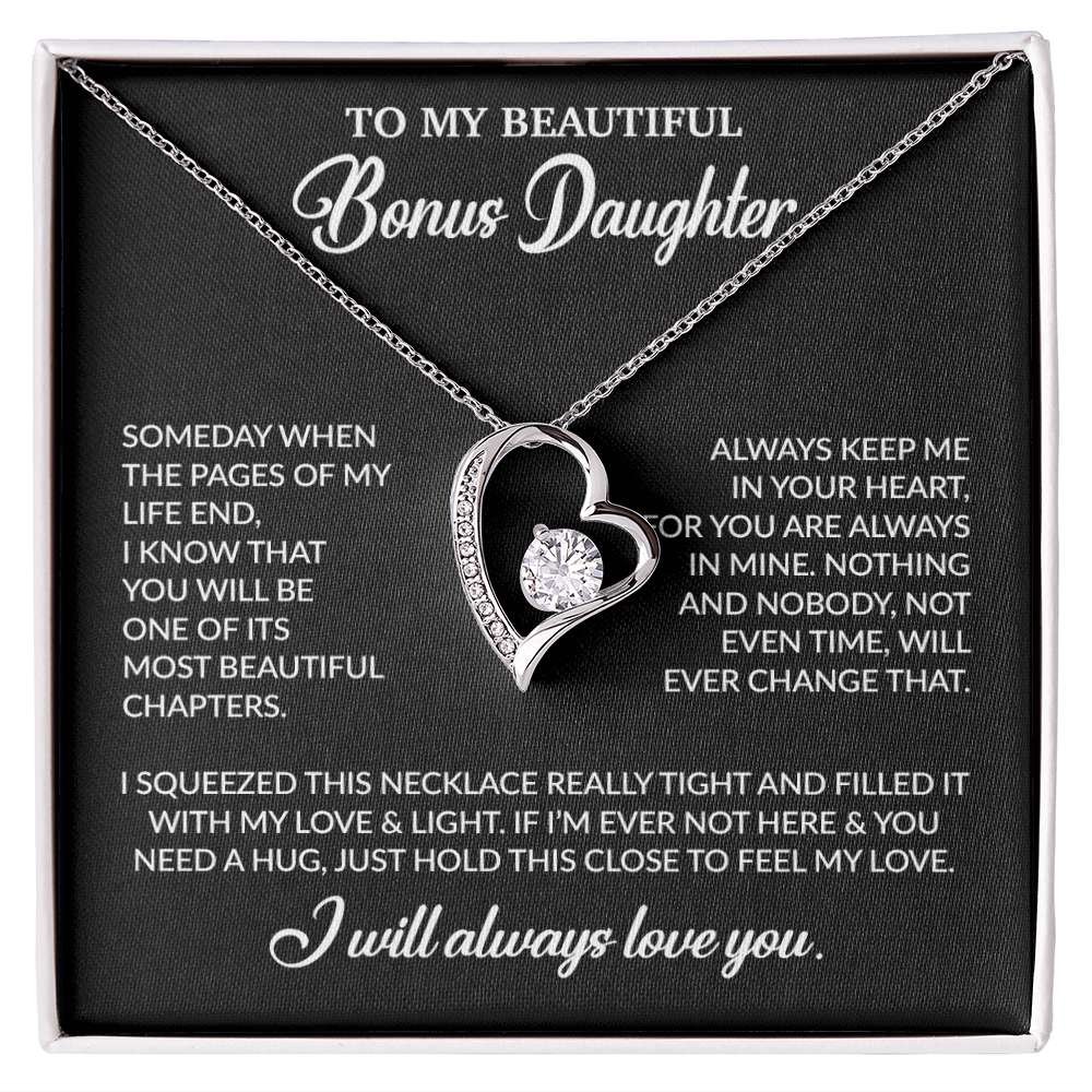 To My Bonus Daughter Necklace, Gift for Bonus Daughter, Step Daughter Birthday 25_11_Black