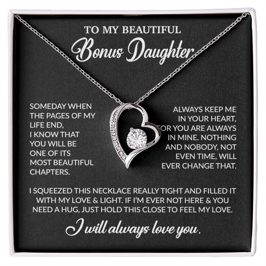 To My Bonus Daughter Necklace, Gift for Bonus Daughter, Step Daughter Birthday 25_11_Black