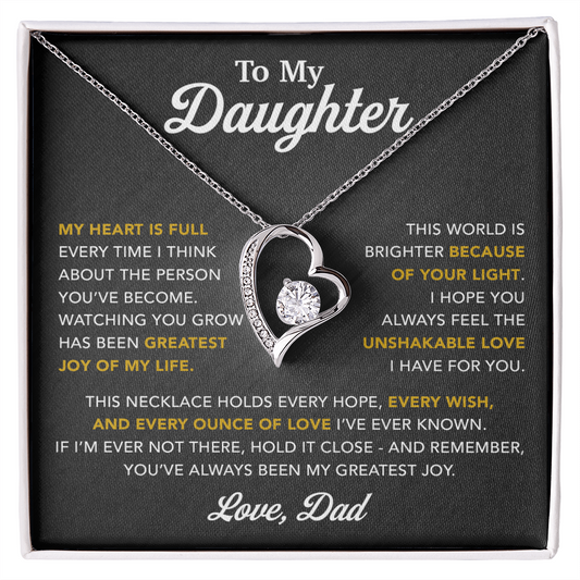 To My Daughter Necklace, Gift for Daughter from Dad, Father Daughter Necklace 16_6_Black